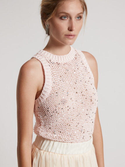 Peserico - Tricot top with maxi sequins - Sunrise