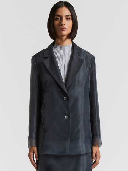 Peserico - Single-breasted blazer in silk, cotton and organza - Crystal blue