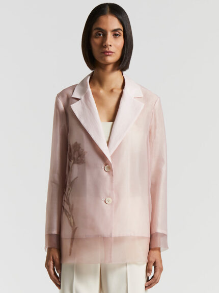 Peserico - Single-breasted blazer in silk, cotton and organza - Sunrise