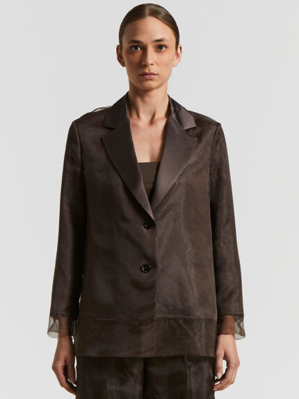 Peserico - Single-breasted blazer in bonded organza - Ebony