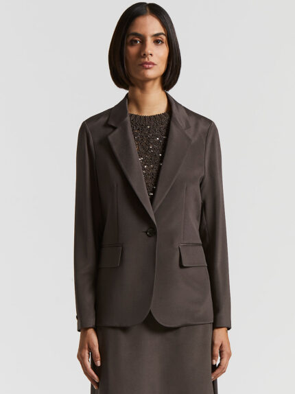 Peserico - Single-breasted blazer in crepe de chine - Ebony