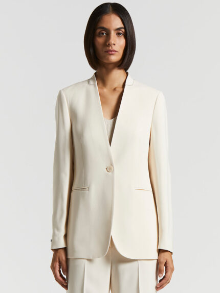 Peserico - Single-breasted blazer in viscose cady - Quartz sand