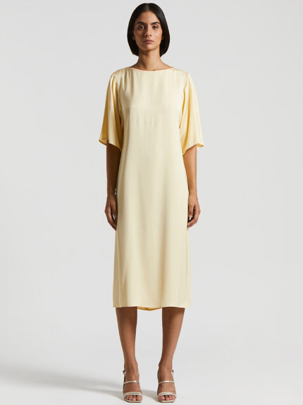 Peserico - Viscose midi dress with Punto Luce - Amber beige
