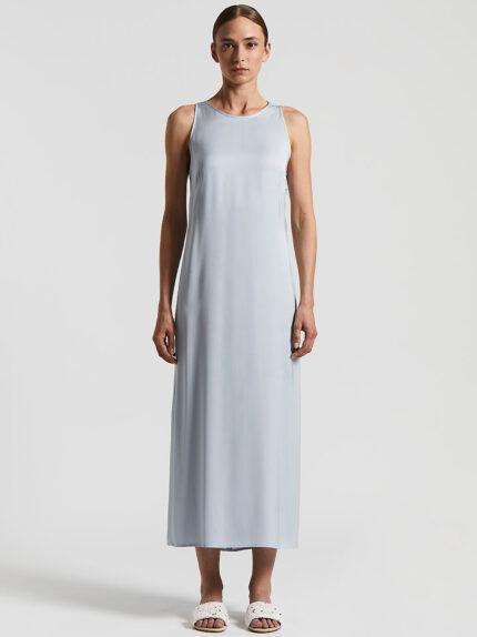 Peserico - Viscose long dress with scoop back - Crystal blue