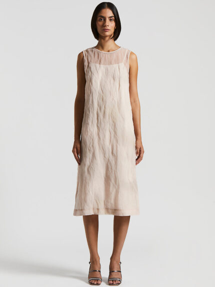 Peserico - Lightweight crinkled organza midi dress - Sunrise