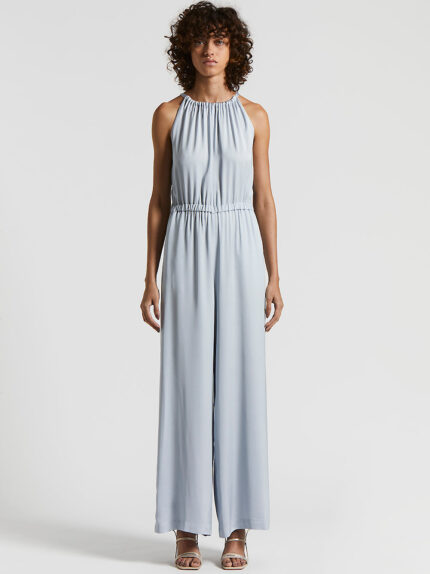 Peserico - Viscose jumpsuit with side slit - Crystal blue