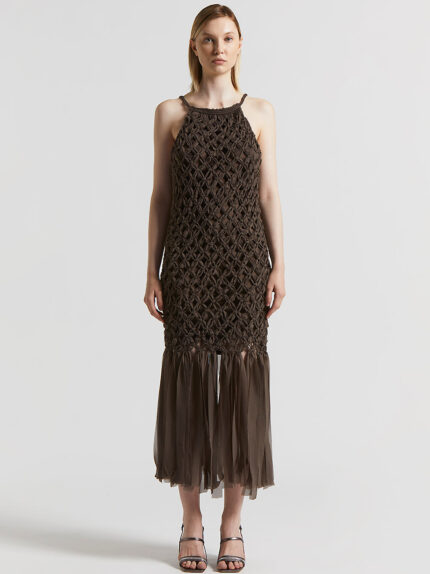 Peserico - Long dress in ultra-light chiffon - Ebony