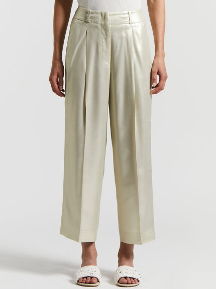 Peserico - Laminated viscose twill trousers - Quartz sand