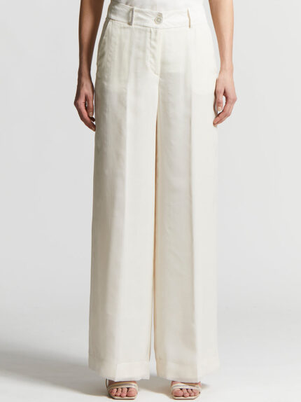 Peserico - Trousers in lightweight silk organza - Almond white