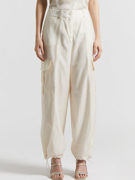 Peserico - Silk and cotton organza trousers - Quartz sand