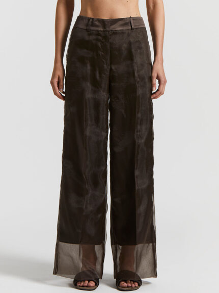 Peserico - Organza and satin doubled trousers - Ebony