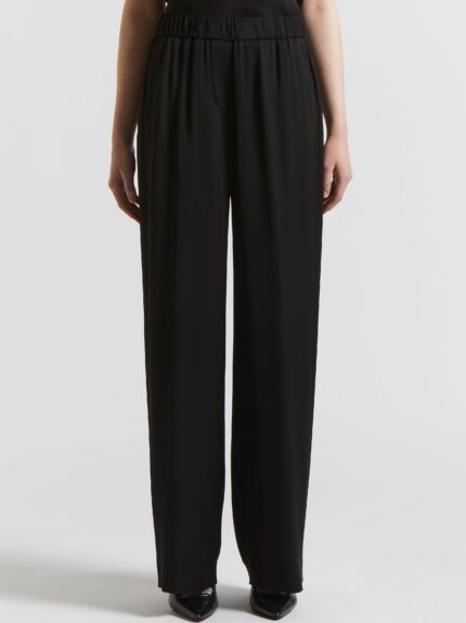 Peserico - Viscose satin palazzo trousers - Black