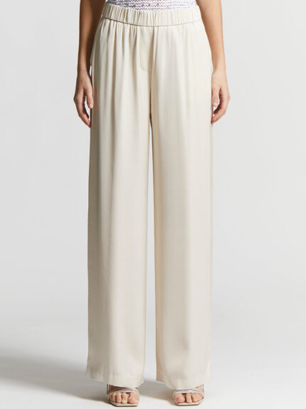 Peserico - Viscose satin palazzo trousers - Almond white