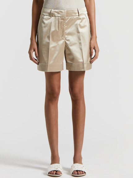 Peserico - Stretch cotton satin shorts - Amber Beige