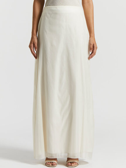 Peserico - Long organza skirt - Quartz sand