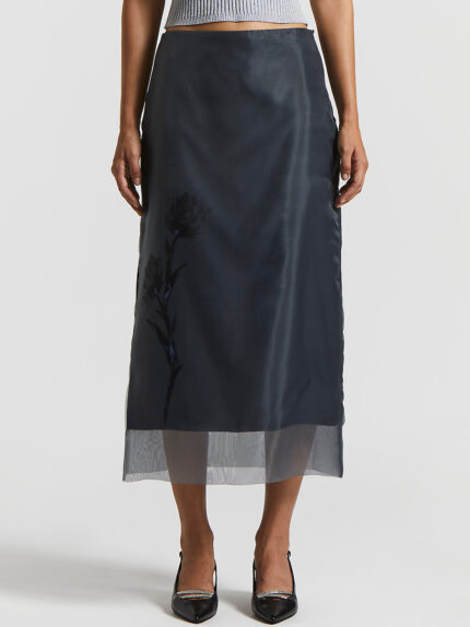 Peserico - Cotton and silk organza skirt - Crystal blue