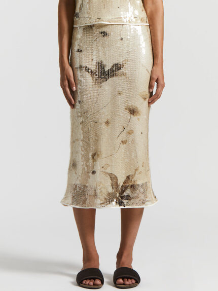 Peserico - Sequined Lurex net midi skirt - Quartz sand