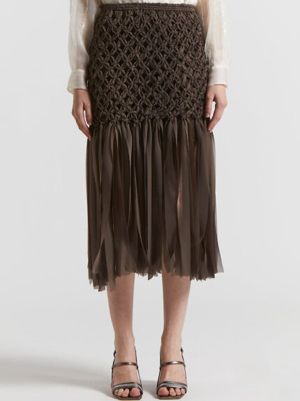 Peserico - Hand-woven skirt in ultra lightweight chiffon - Ebony