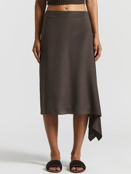 Peserico - Crepe de chine midi skirt - Ebony
