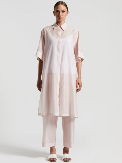 Peserico - Cotton organza and silk organza midi shirt - Sunrise