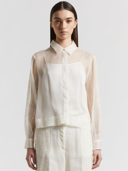 Peserico - Silk-blend organza shirt - Almond white