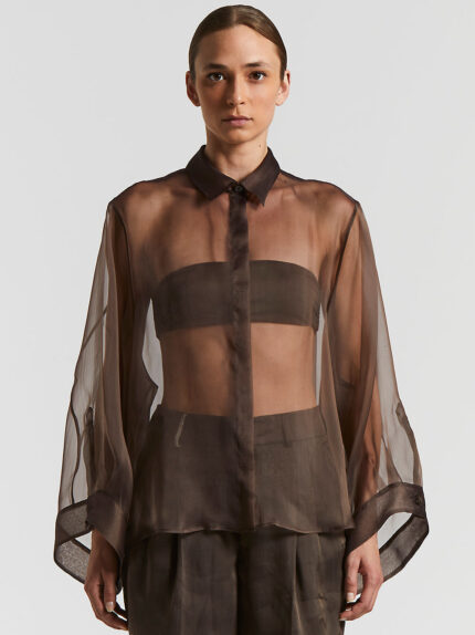 Peserico - Oversize shirt in technical silk organza - Ebony