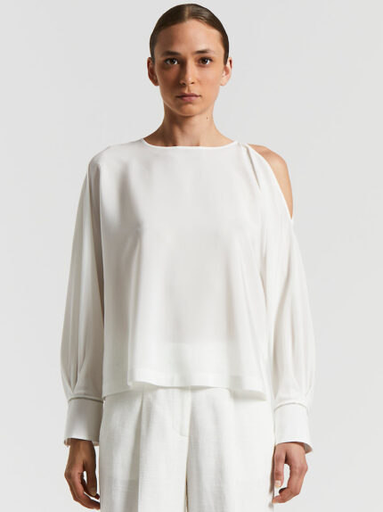 Peserico - Stretch silk crepe de chine blouse - Natural white