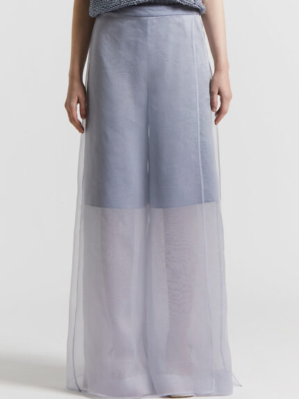 Peserico - Long skirt in lightweight silk organza - Crystal blue