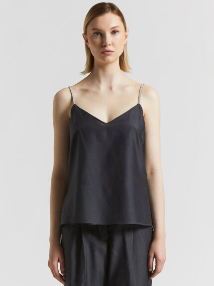 Peserico - Cotton and silk organza top - Smoke Grey