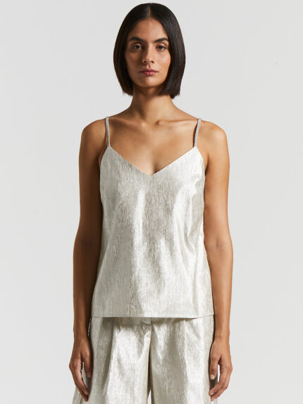 Peserico - Metallic effect linen top - Quartz sand