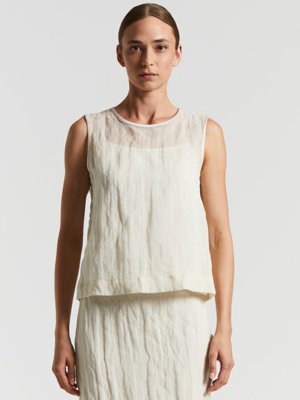 Peserico - Lined crushed organza top - Almond white