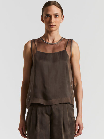 Peserico - Organza top with slip - Ebony