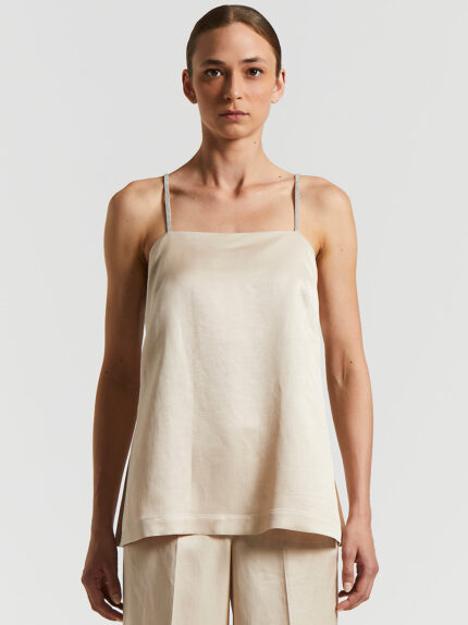 Peserico - Fluid viscose and linen twill top - Amber Beige