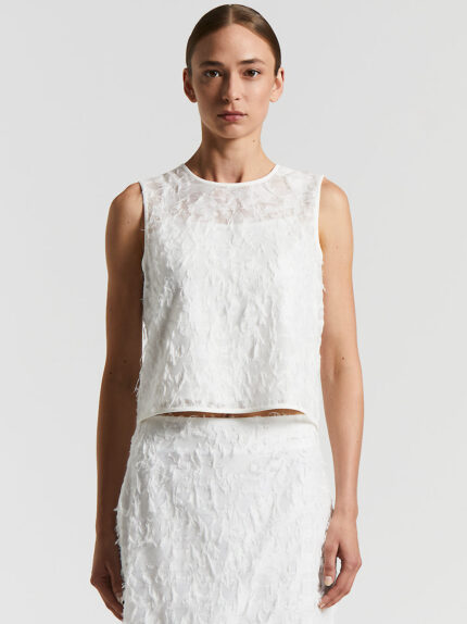 Peserico - Fil coupé organza top - Cloud white