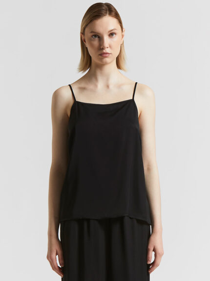 Peserico - Flowing viscose satin top - Black