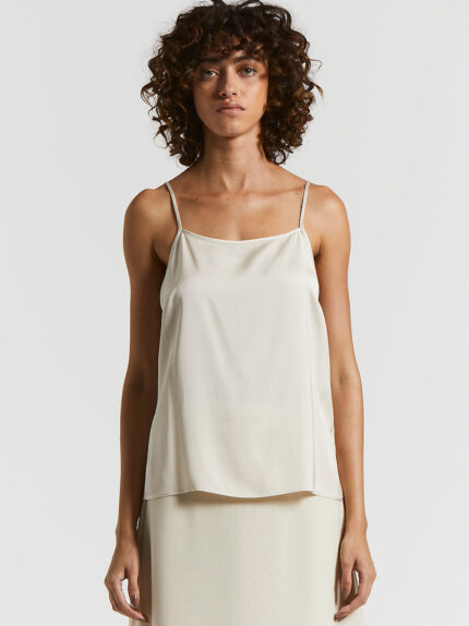 Peserico - Flowing viscose satin top - Almond white