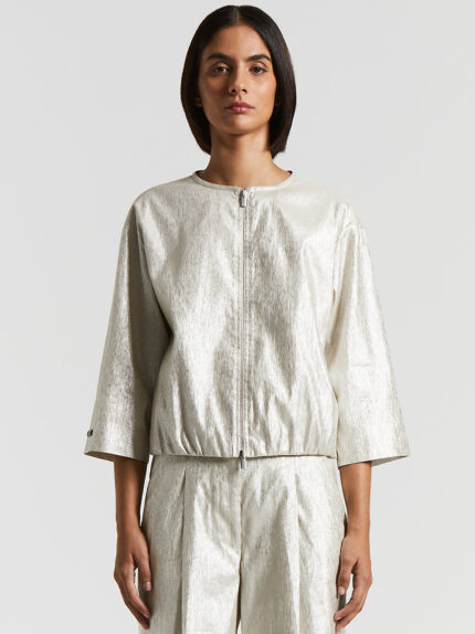 Peserico - Metallic effect cotton linen jacket - Quartz sand