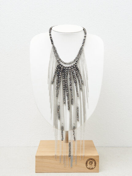 Peserico - Fan-effect plastron necklace - Ebony