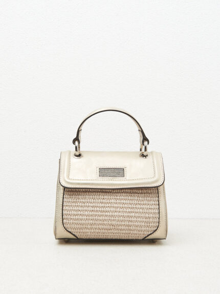 Peserico - Bi-material mini bag with Punto Luce - Quartz sand