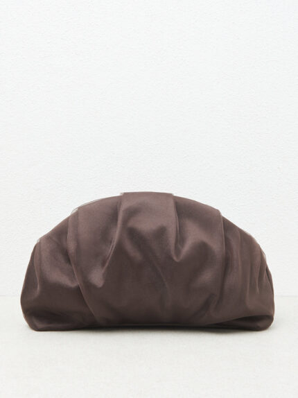Peserico - Satin and organza fabric clutch - Ebony