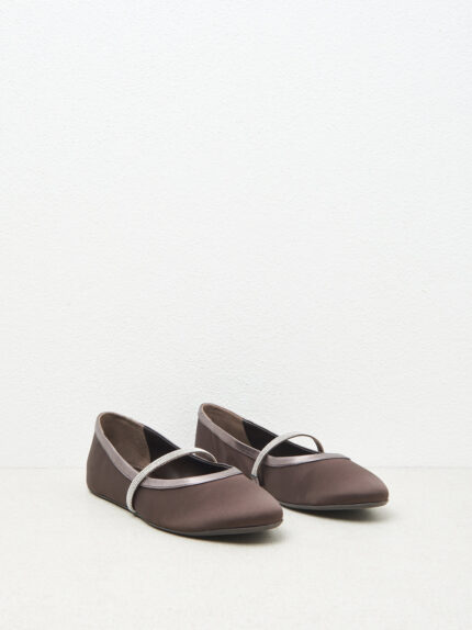 Peserico - Flat satin ballerinas - Ebony