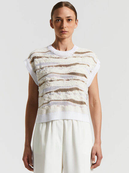 Peserico - Knitted cotton-viscose top - Quartz sand