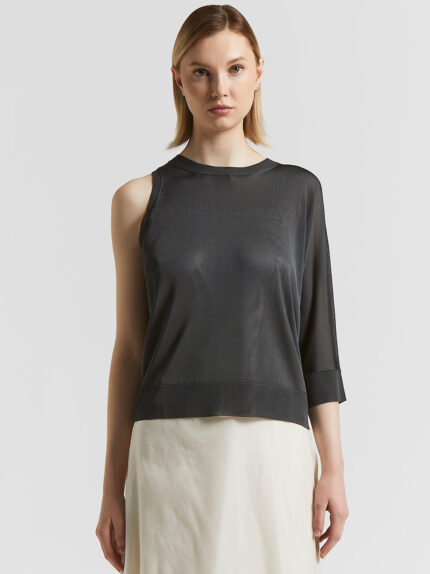 Peserico - Lightweight, shiny viscose tricot knit - Smoke Grey