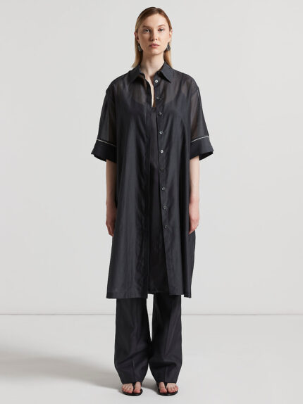 Peserico - Cotton organza and silk organza midi shirt - Smoke Grey
