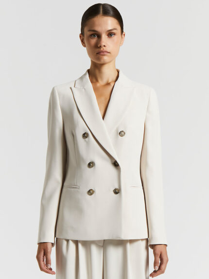 Peserico - Double-breasted blazer in crepe cady - Ivory