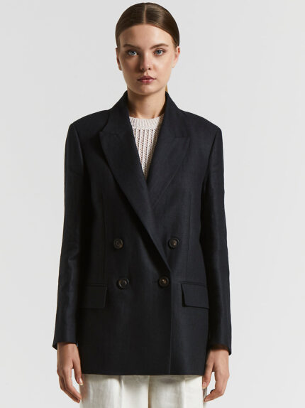 Peserico - Pure linen double-breasted blazer - Abyss