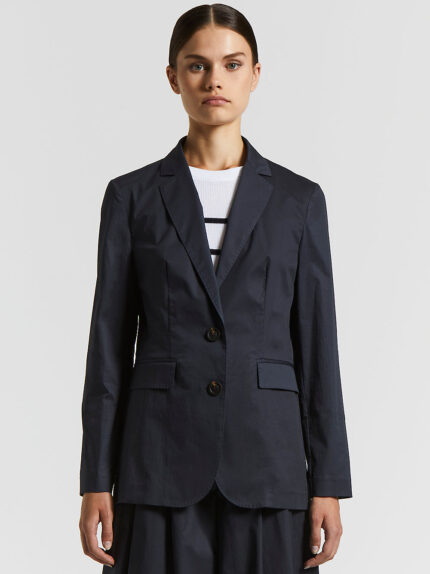 Peserico - Single-breasted blazer in stretch cotton satin - Space blue