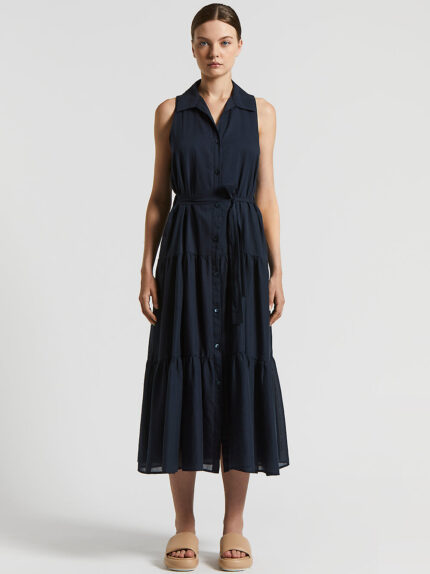 Peserico - Pure cotton voile dress - Space blue