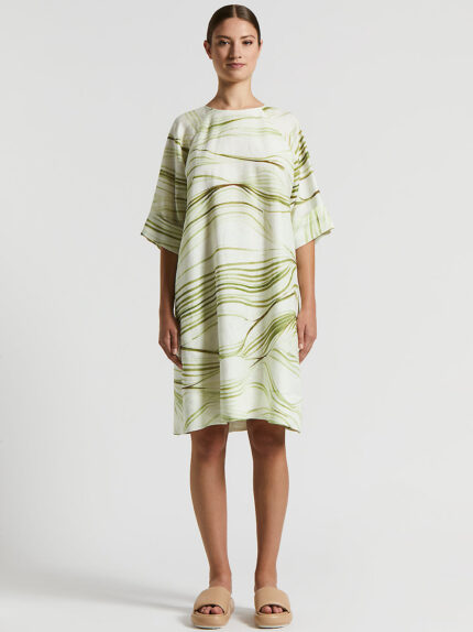 Peserico - Printed linen midi dress - Cedar