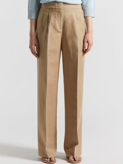 Peserico - Linen and viscose diagonal trousers - Desert